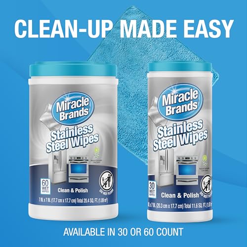MiracleWipes for Stainless Steel - 30 Count Kitchen Appliance Cleaner & Polisher