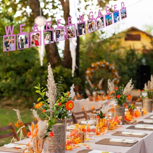 Engagement Photo Banner with Pink Glitter Letters – Easy Setup