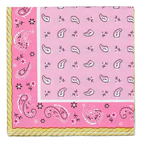 Premium Happy Birthday Pink Bandana Napkins - 48 Pack