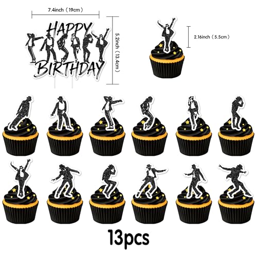13-Piece Birthday Cake and Cupcake Topper Set - Safe Food-Grade Decorations