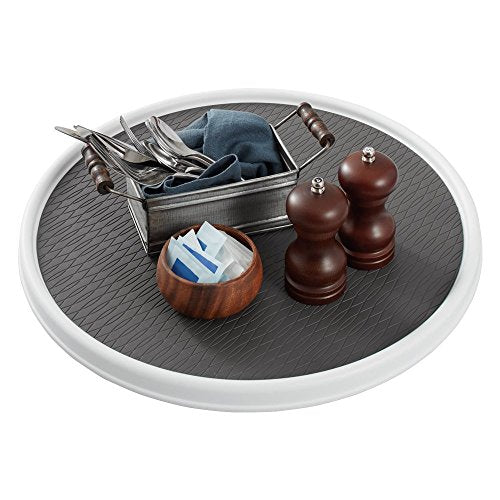 Copco 18-Inch Lazy Susan Turntable Organizer - Nonslip White/Gray Rotating Tray