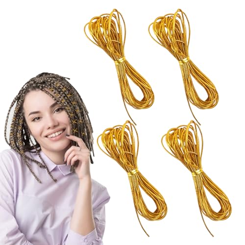 Sliverdew 4 Pack 5M Gold Hair Strings for Braids and Dreadlocks
