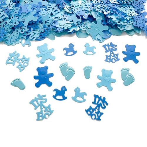 Blue Baby Shower Confetti - Boy Gender Reveal Decorations, 1000 Pieces