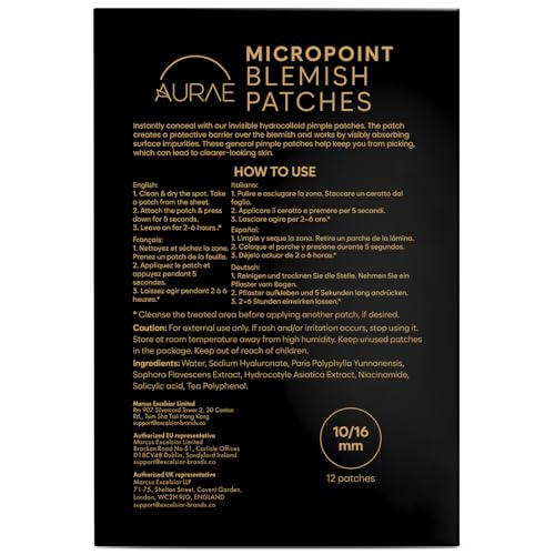 AURAE Microdart Pimple Patch for Early Stage Blemishes (12 Count)