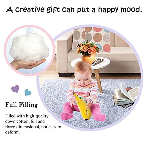 Banana Plush Pillow - Cute Stuffed Fruit Toy for Kids, 13.7"