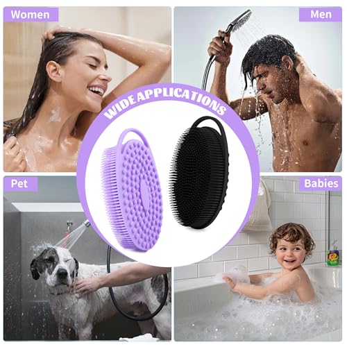 ZYLOP Silicone Body Scrubber & Shampoo Brush, 2-in-1 Gentle Exfoliating Bath Sponge Alternative, Fast-Drying Sensitive Skin Shower Tool, 2-Pack