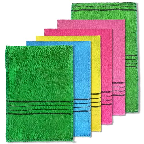 Jaasuee 6-Piece Korean Exfoliating Washcloth Set - Vibrant Mitts