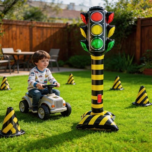 Traffic Light Balloons Set - 59 Inch Foil Balloons for Car-Themed Parties