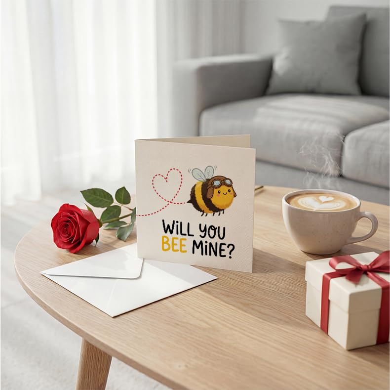 Funny Valentine's Day Card - Will You Bee Mine? 5.1" Square
