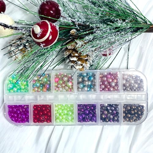 12 Grid Christmas Nail Charms 3D Resin Beads & Rhinestones DIY Art