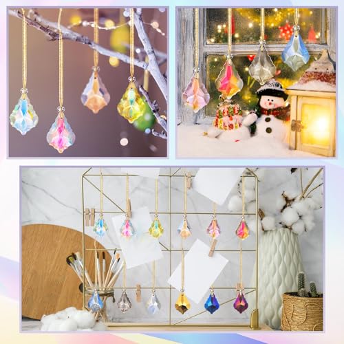 Crystal Glass Christmas Ornaments - Diamond Variation - 24 Pack Multicolor Prism