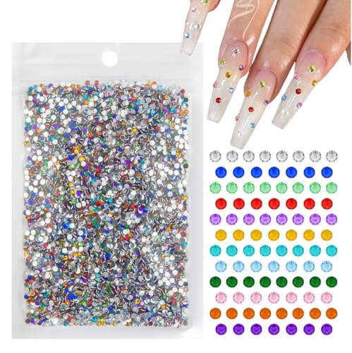 qiipii 10000 Pcs 12-Color 2mm Resin Rhinestones Flatback Crystals for Nails and Crafts