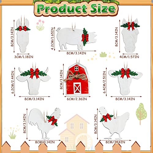 Farm Animal Christmas Ornaments Set - Wooden Holiday Decorations for Tree & Home