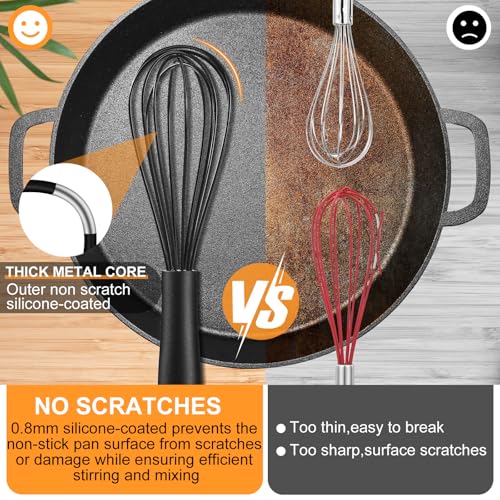 Cerpourt Silicone Whisk Set - Heat Resistant Non-Scratch Whisks (3 Sizes)