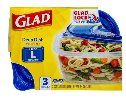 GladWare 64 Oz Deep Dish Food Storage Containers - 3 Pack