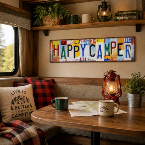 Happy Camper Vintage Tin Sign for RV Lovers | 16 x 4 Inches