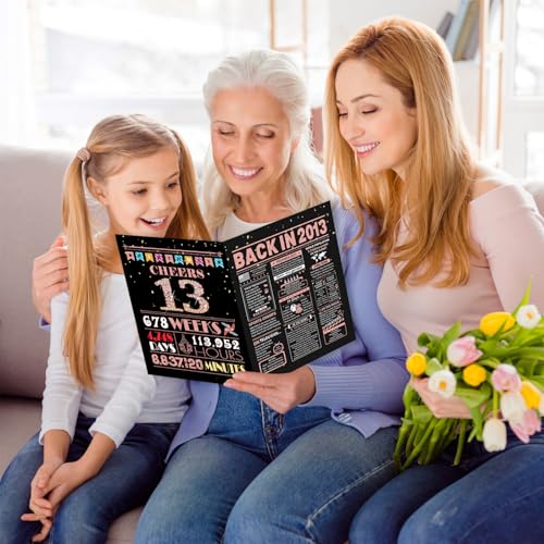Rose Gold 13th Birthday Card with Envelope & Stickers - Fun Gift