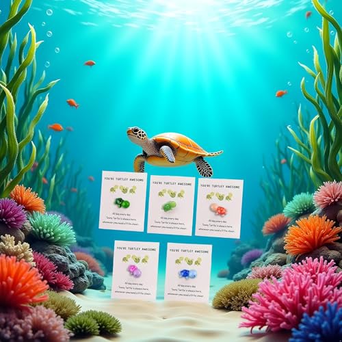 Mini Sea Turtle Figurines with Greeting Cards - You're Turtley Awesome