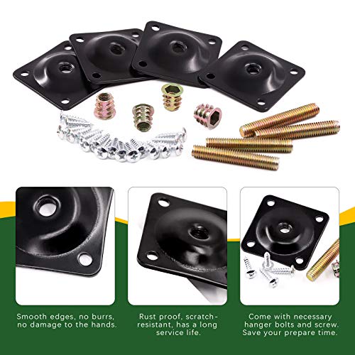 Keadic 8 Sets M8 Furniture Leg Mounting Plates for Sofa and Chair Repair