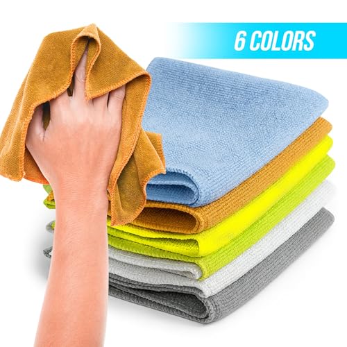 Microfiber Cleaning Cloths Multi-Color 6-Pack - Lint-Free & Durable
