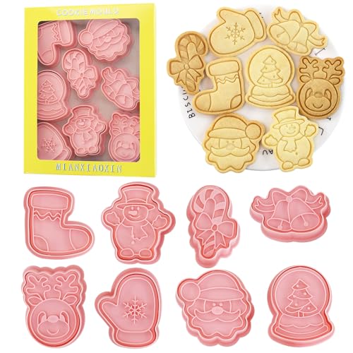8 Piece Christmas Cookie Cutters Set with Gingerbread & Tree Shapes - Holiday Baking