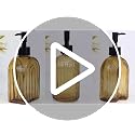 Stripe Amber Glass Soap Dispenser with Black Plastic Pump - 400ml