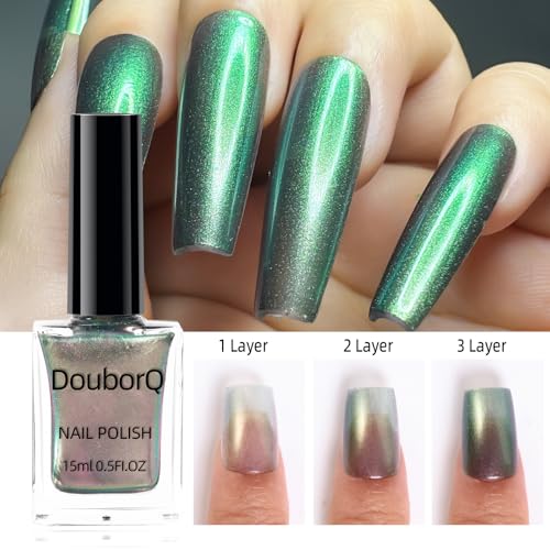 AILALUO Chameleon Chrome Nail Polish - Holographic Iridescent Green 15ml