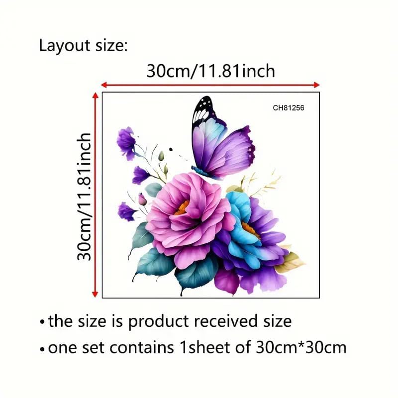 Butterfly and Floral Toilet Lid Decal - Waterproof Self-Adhesive Sticker