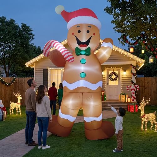 12FT Lighted Inflatable Gingerbread Man Christmas Yard Decor Outdoor Holiday Display