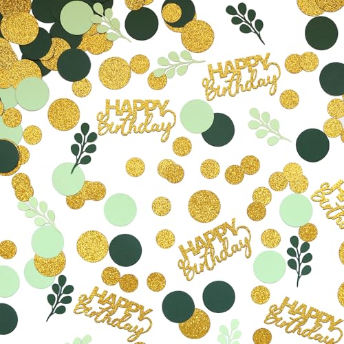Sage Green Birthday Confetti - 300PC Gold Glitter Table Decorations