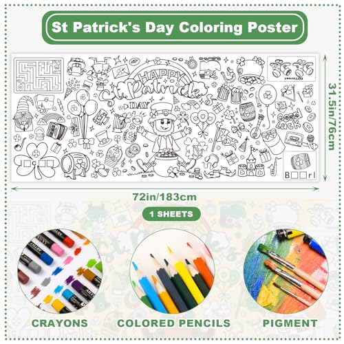 St. Patrick's Day Jumbo Coloring Poster 30"x72" - Fun Party Activity
