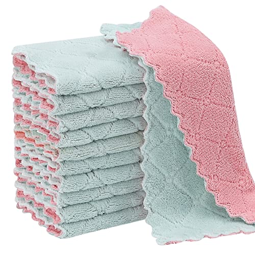 Rachan 11-Pack Reusable Kitchen Dish Cloths, Coral Velvet 10x6in
