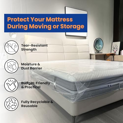 VICMORE Queen Mattress Bag for Moving & Storage - 1.5 Mil Clear Polyethylene