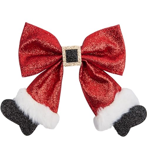Christmas Red Sparkly Velvet Bow Hair Clip for Women and Girls