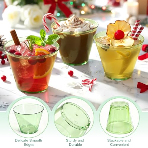 Glowserve 9 oz Green Disposable Plastic Cups – 50 Pack for Parties