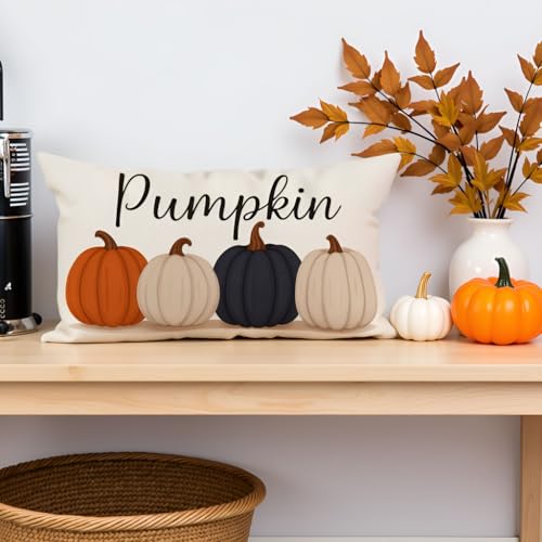 PANDICORN Fall Pumpkin Pillow Cover, 12x20 Decorative Cushion