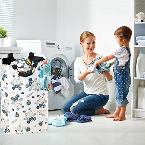 Visesunny Multi26 Hippo Bear Laundry Hamper - Waterproof Oxford Fabric, Large Capacity