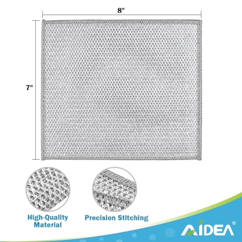 AIDEA Non-Scratch Wire Dishcloths - 24 Pack, Silver 7" x 8" Reusable Rags