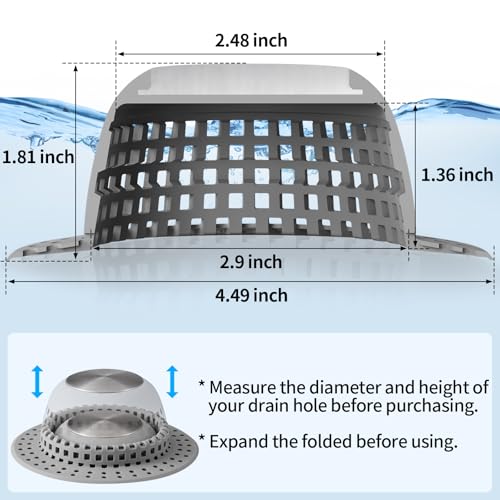 Aluvor Shower Drain Hair Catcher Cover Silver Grey for Bathtub & Sink