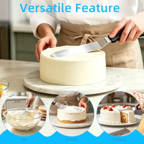 Stainless Steel Cake Decorating Spatula Set 6-10 inch Baking Tools with Anti-Slip Handles