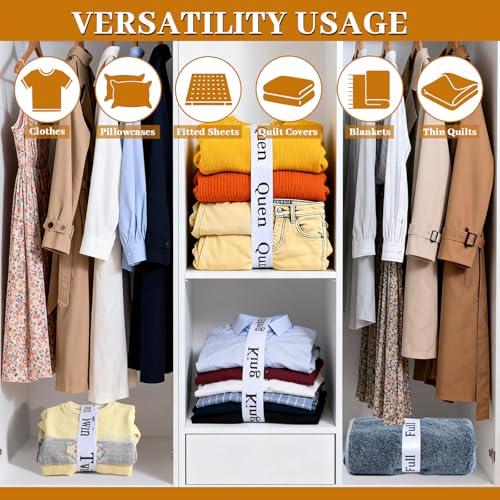 20 Pack Bed Sheet Organizer Bands - Elastic Size Labels for Storage