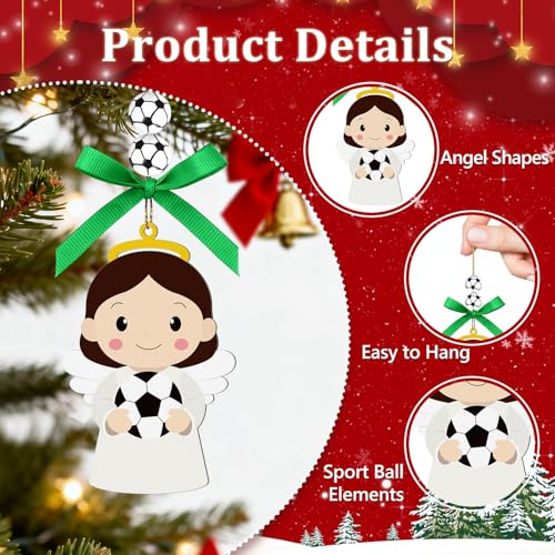 Soccer Angel Wooden Easter Ornament - Hanging Decoration for Tree