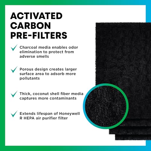 Activated Carbon Pre-Cut Filter HRF-A100 for Honeywell (7.4" x 10.2" x 0.3") - 4-Pack