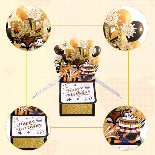 Gosknor Dad Happy Birthday Pop Up Card with Envelope Set