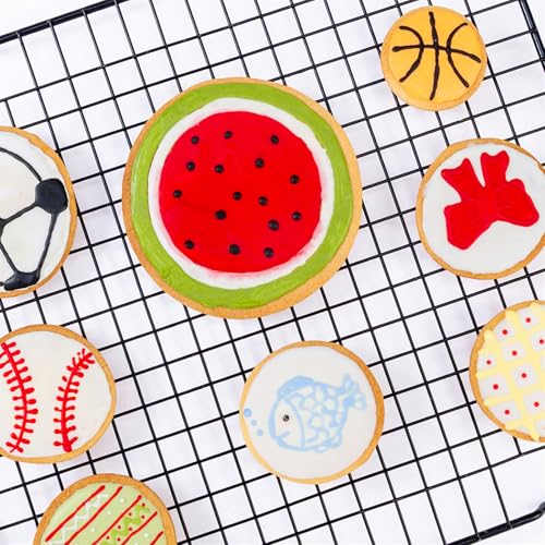 Nifogo Red Yellow 5pcs Round Cookie Cutter Set - Stainless Steel Baking Tools