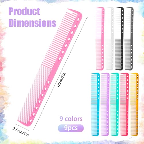 Jeffdad 9PCS Carbon Hair Cutting Combs - Heat Resistant Salon Styling Tool