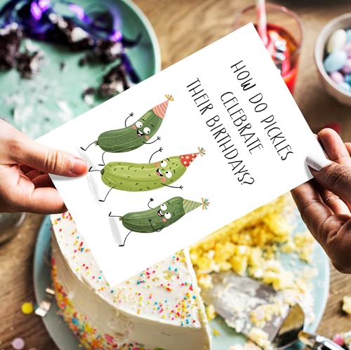 Funny Pickle Birthday Card for Foodies - Humorous 10 Pack