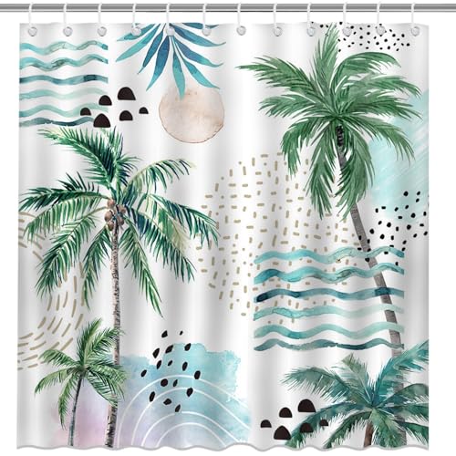 Mocsicka Tropical Shower Curtain 72x72 Inches Waterproof Polyester with Hooks