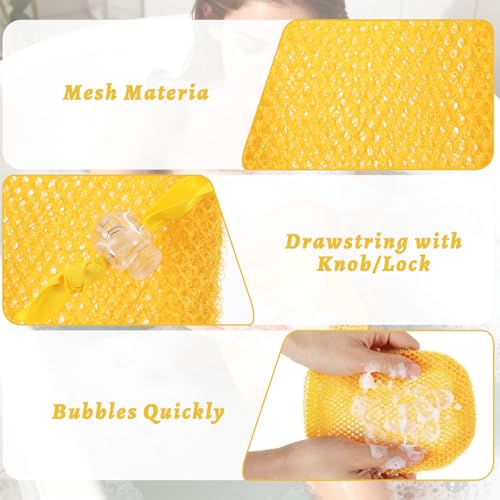 Abeillo 6 Pack Mesh Soap Bags Exfoliating Bar Soap Pouches with Drawstring