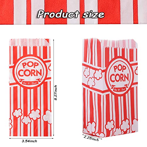 500Pcs Popcorn Bags Bulk with 1 Oz Capacity - Red & White Striped Disposable Snack Bags for Parties